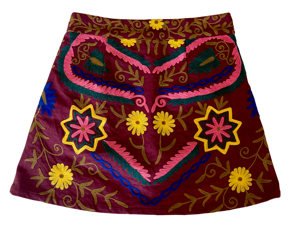 Suzani Embroidered Mini Skirt Mulberry Gardens | The Liv