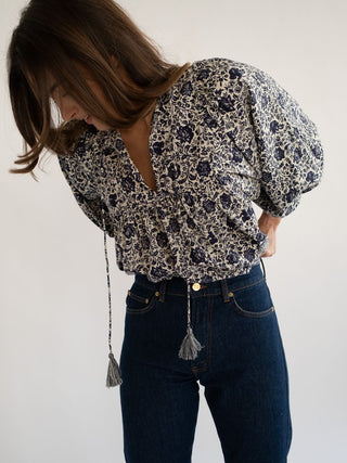 Mille Charlie Top, Indigo Floral