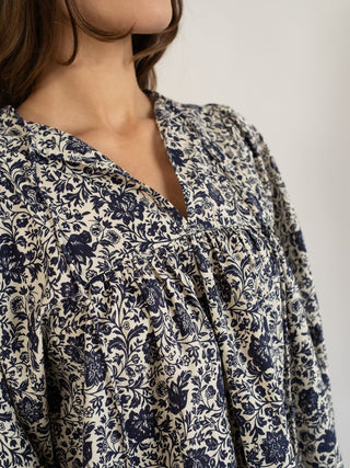 Mille Charlie Top, Indigo Floral