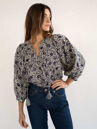 Mille Charlie Top, Indigo Floral