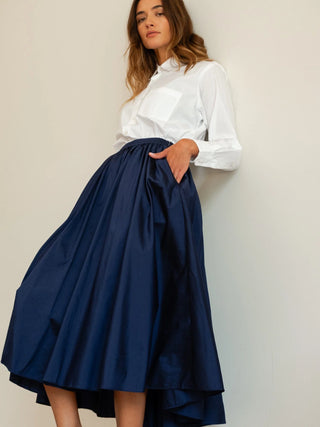 Mille Ayla Skirt, Navy Taffeta