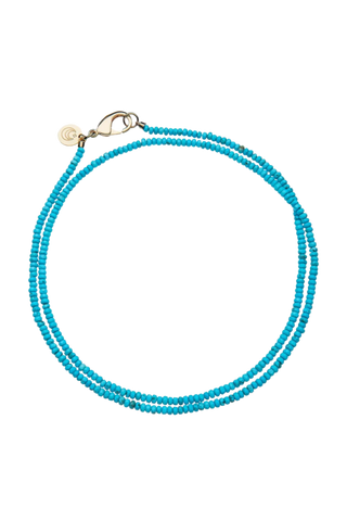 Jane Win Double Wrap Diamond Cut Beaded Necklace, Turquoise
