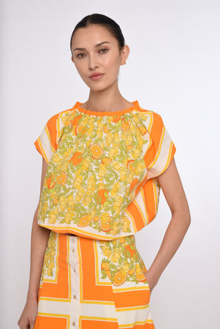 Love the Label Cammie Top, Orange Blossom Print