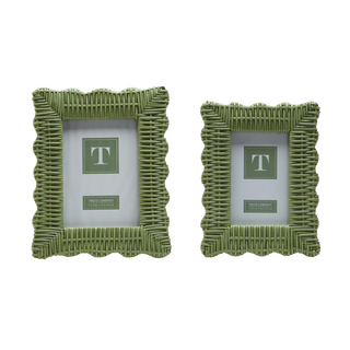 Wicker Weave 4x6 Photo Frame, Green Rattan