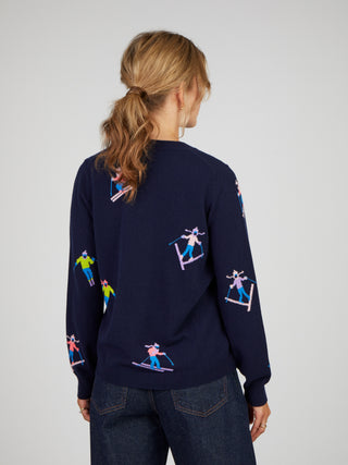 Cocoa Cashmere Ski Slope Jumper, Navy