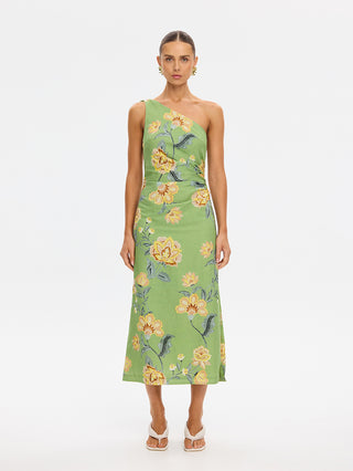 Kivari Eve One Shoulder Midi Dress, Green