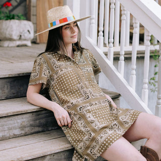 Sunshine Tienda Getaway Mini Dress, Olive Bandana