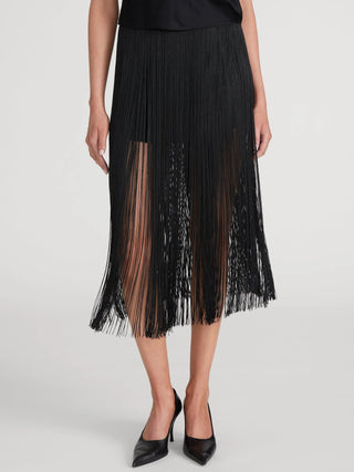 Frame The Fringe Midi Skirt, Black