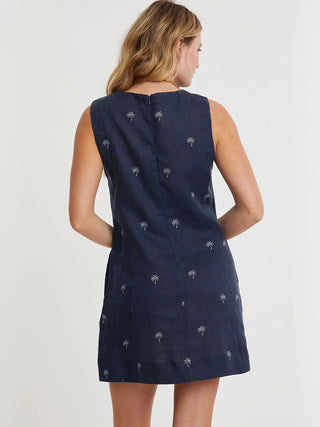navy blue shift dress Persinna Shift Dress - Zafi Navy, With Palm Print - Size XS - Made in Africa