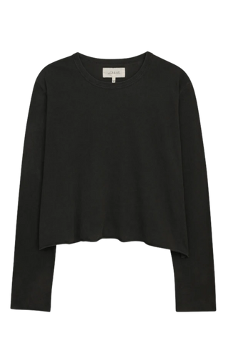 The Great The Long Sleeve Crop Tee, Almost Black