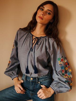 Mille Lara Top, Garden Embroidery