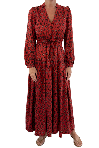 Love Tomas Frances 4 Basque Dress, Lantern Flower Rouge