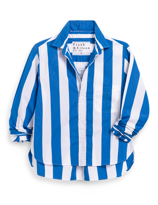 Frank & Eileen Untuckable Button-Up Shirt, Wide Blue Stripe