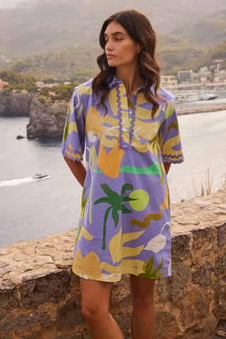 Oliphant Collared Shirt Dress Mini, Paradiso Blue