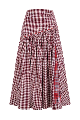 Carolina K Ines Skirt, Plaid Burgundy