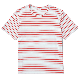 Kule The Modern Shortsleeve, White Poppy Pinstripe