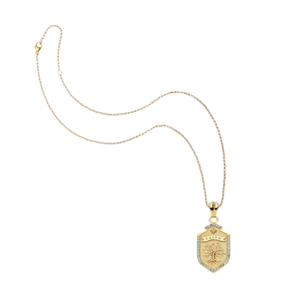 Jane Win Classic Rolo Necklace, Faith Shield