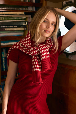OBL Fifi Knit Top, Crimson