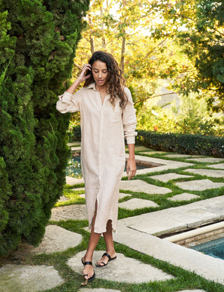 frank and eileen maxi shirt dress RORY Wide White and Blue Stripe, Classic Linen
