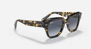 Ray-Ban State Street Yellow Havana Sunglasses, Light Blue Gradient