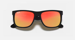 Ray-Ban Justin Sunglasses, Rubber Black Red Mirror