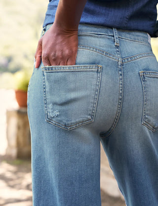 Frank & Eileen Wide-Leg Jean, Light Wash Indigo