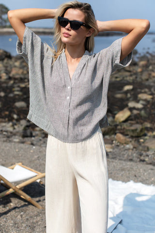 Love Tomas Artist Buttondown, Charcoal Stripe