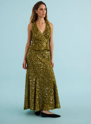 Hunter Bell Lindsey Skirt, Moss Sequin