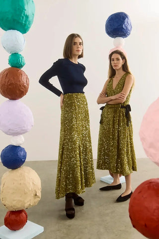 Hunter Bell Lindsey Skirt, Moss Sequin