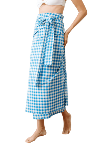 Sunshine Tienda Tie Sarong, Blue Bay Gingham
