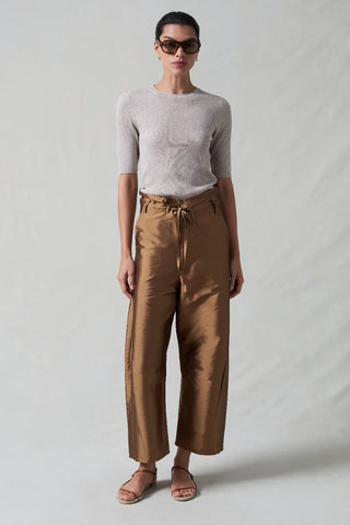 Chan Luu Techno Taffeta Barrel Pants, Bronze