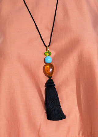 Jennifer Behr Izzie Tassel Necklace, Black