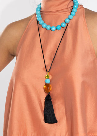 Jennifer Behr Izzie Tassel Necklace, Black