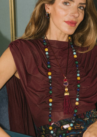 Jennifer Behr x Julia Berolzheimer Tatiana Necklace, Onyx Multi