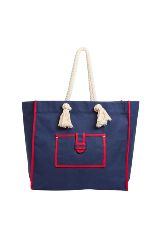 Clare V. Beach Marine Canvas Tote, Navy