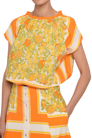 Love the Label Cammie Top, Orange Blossom Print