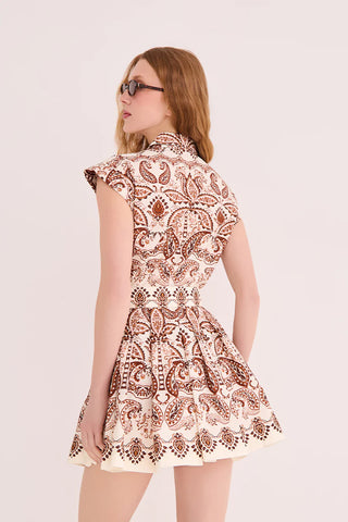 Cara Cara Octavia Mini Dress, Palm Paisley Ivory