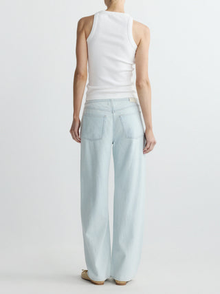 DL1961 High Neck Ribbed Tank, White