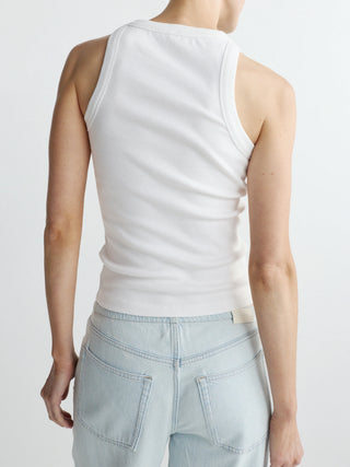 DL1961 High Neck Ribbed Tank, White
