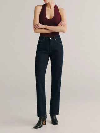 DL1961 Halter Bodysuit Instasculpt™ Fine Knit, Red Mountain