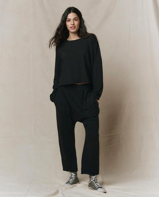 The Great The Long Sleeve Crop Tee, Almost Black