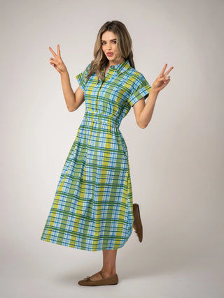 Beau & Ro Lisa Dress, Mystic Plaid