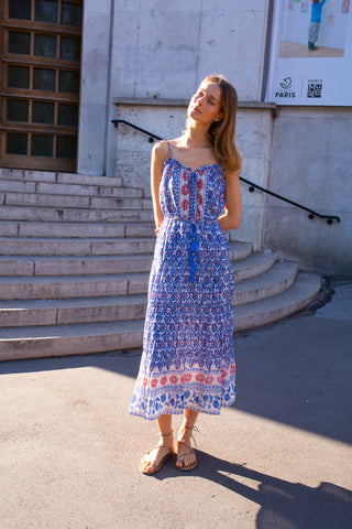 Bell Holiday Midi Dress, Red White and Blue