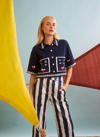 Hunter Bell Juno Pant, Lighthouse Stripe Navy
