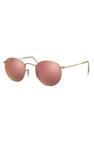 Ray-Ban Round Metal Matte Arista Sunglasses, Light Brown Mirror