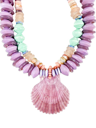 Twine & Twig Layered Shell Necklace, Lilac