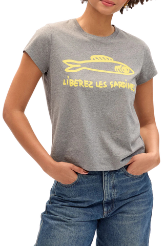 TS Clare V. Classic Tee, Liberez Les Sardines Grey Melange