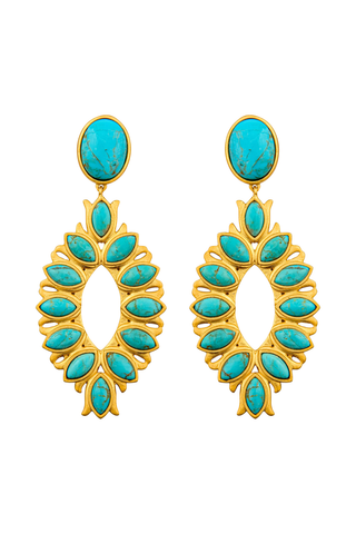 TS Christina Greene Water Lily Drop Earrings, Turquoise