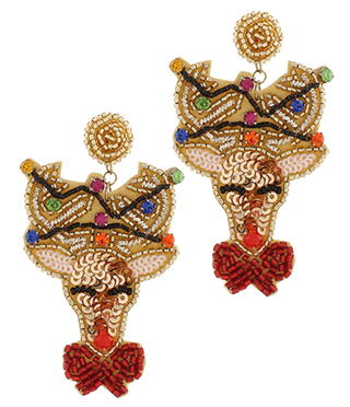 Rudolp Light Earrings, Red & Gold