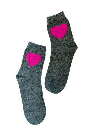 Jumper 1234 Heart Socks, Mid Grey Diva Pink